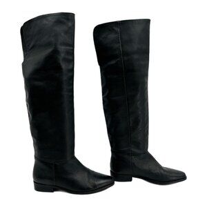 Seychelles Black Leather Almond Toe Over the Knee Boots | Size 7